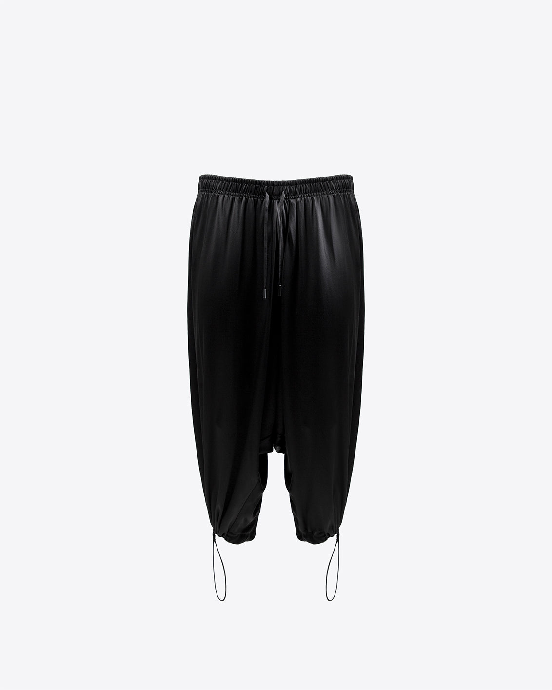 BLACK SILK DROP CROTCH PANTS