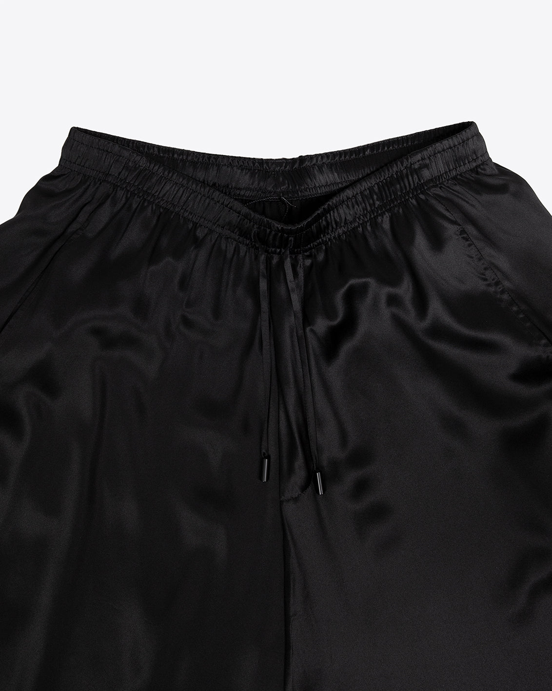 BLACK SILK DROP CROTCH PANTS