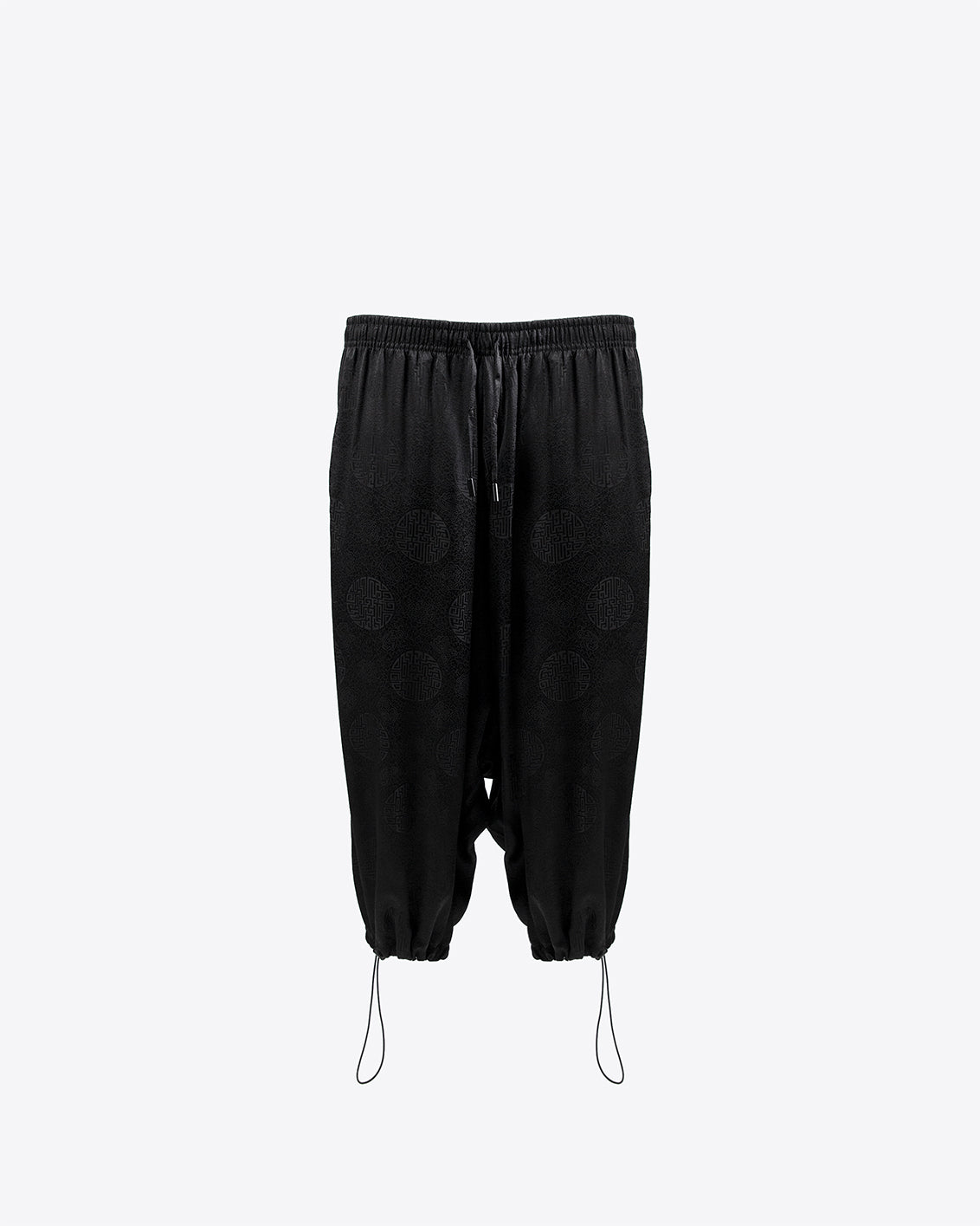 DEBOSSED SILK DROP CROTCH PANTS